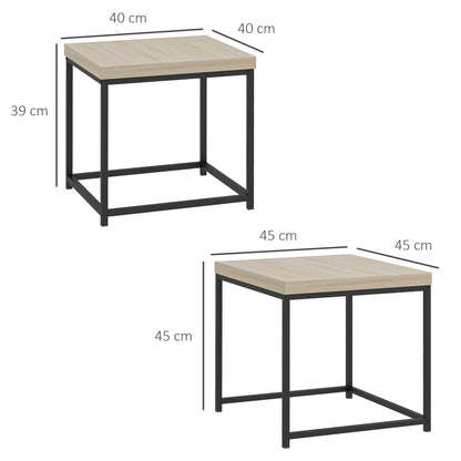 Vattesa Wooden Oak Finish Set Of 2 Nesting Coffee Tables