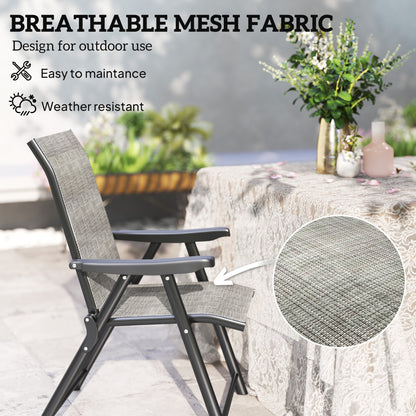 Maleli Set Of 2 Metal Black And Grey Folding Outdoor Chairs