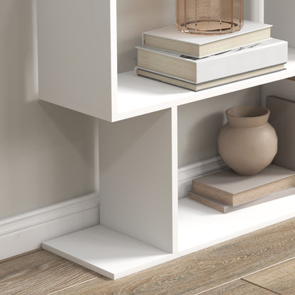 Dotozi Wood White 6 Tier S ShaFauxd Display Bookcase
