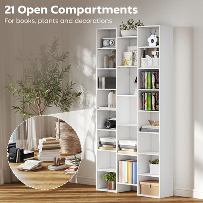 Elpa Wooden White Twenty One Compartment Storage Bookcase