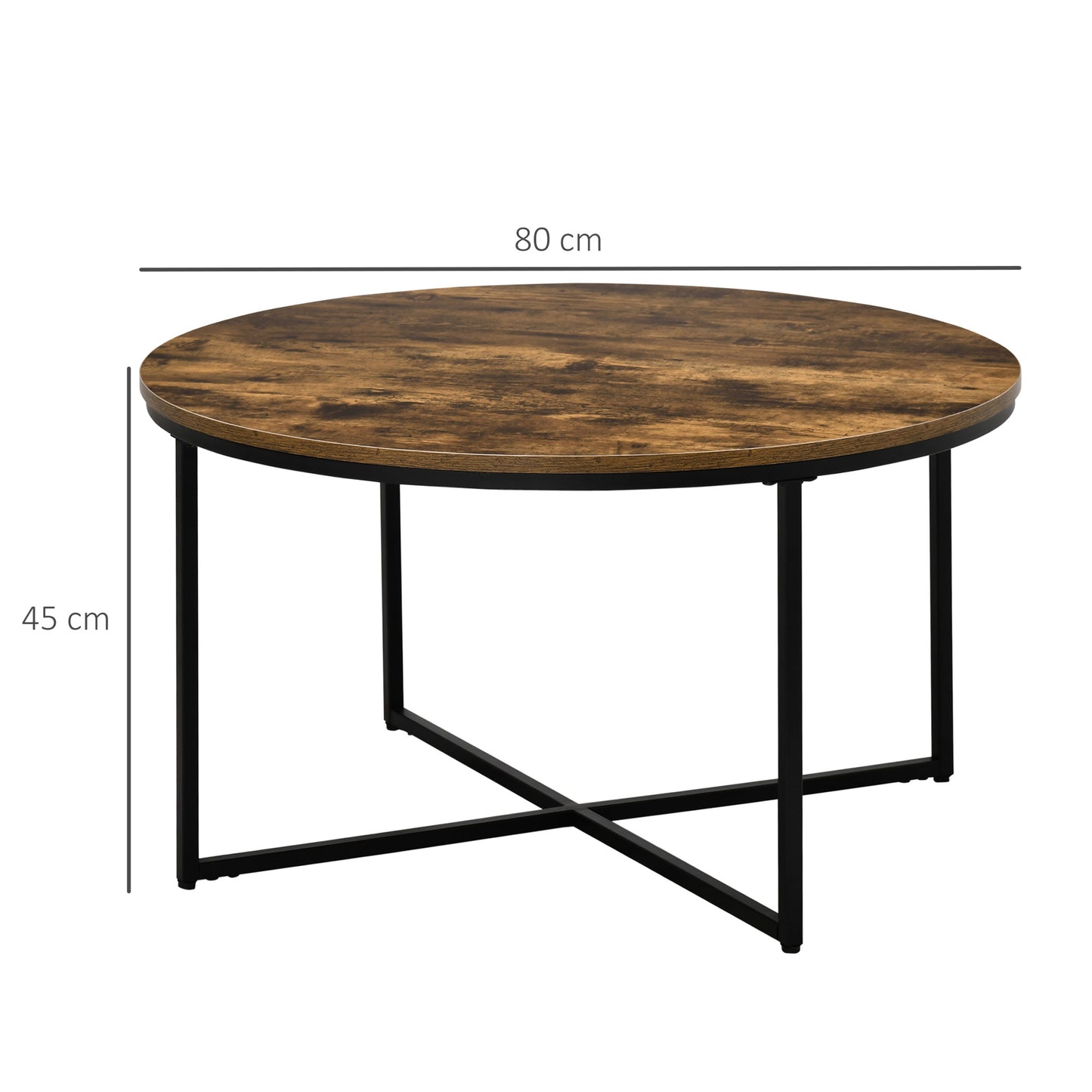 Nata Metal And Wood Rustic Brown Round Industrial Coffee Table
