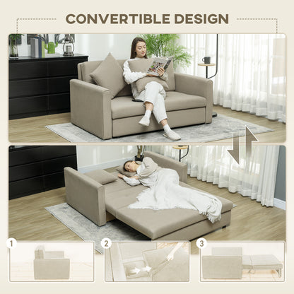 Paraco Snow Flannel Light Brown 2 Seater Pull Out Sofa Bed With Storage And Cushions