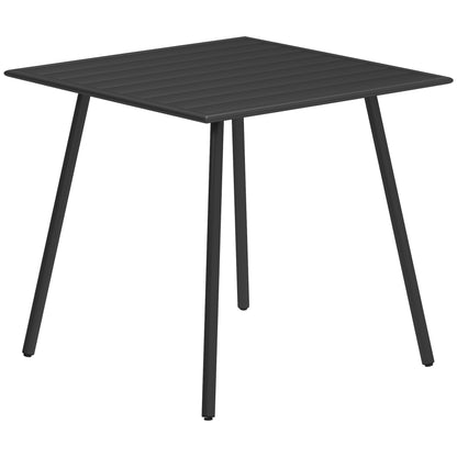 Nanodor Steel Black Square Outdoor Dining Table With Slatted Top For 4