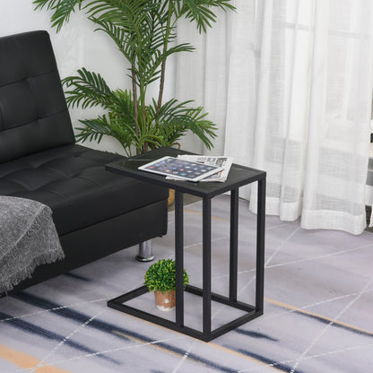 Rase Metal Black Sofa Table With Marble Effect Top