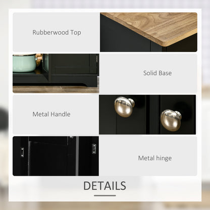 Totoro Black Sideboard With Natural Top 3 Doors 3 Drawers 3 Shelves