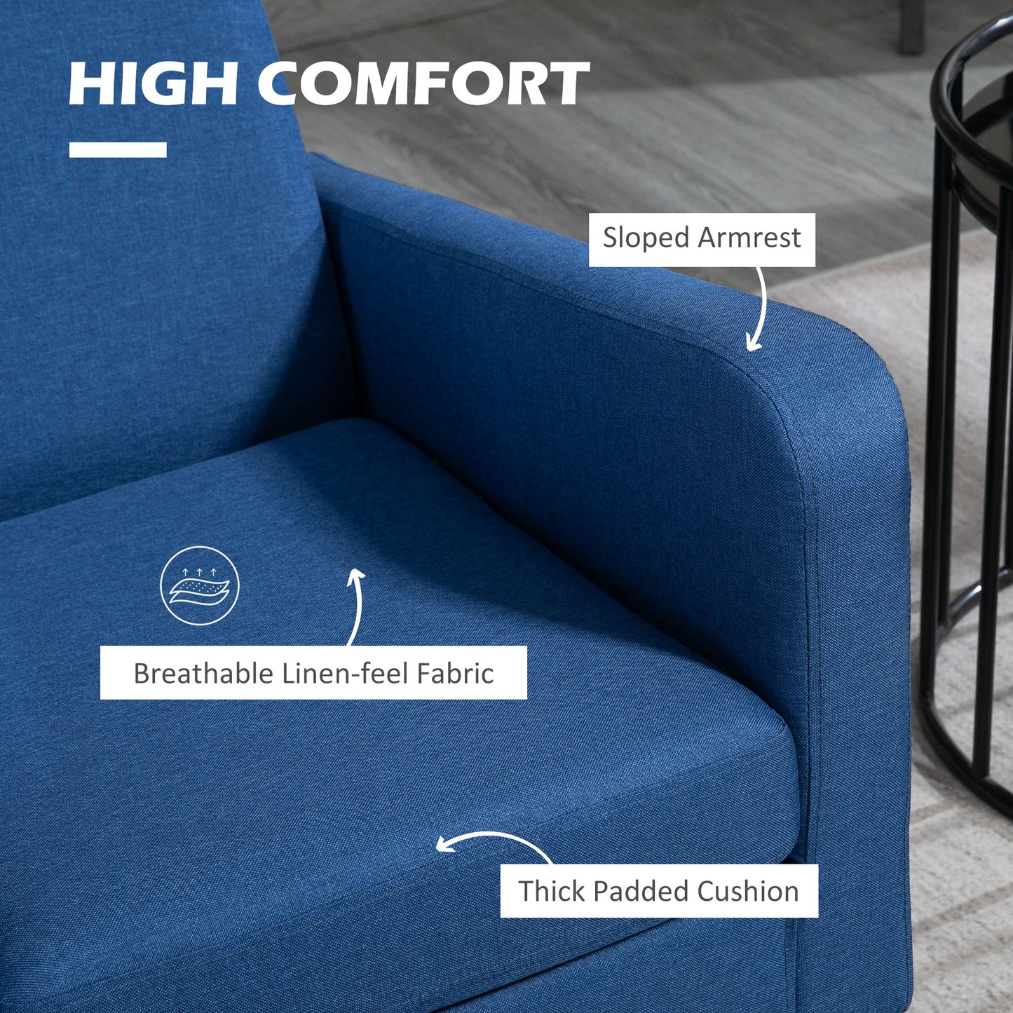 Niro Linen Look Blue Box Style Armchair