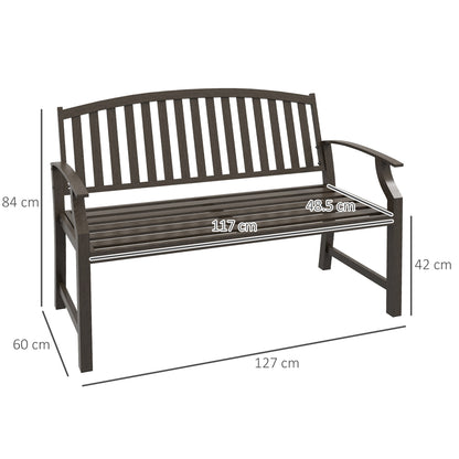 Lilu Metal Brown 2 Seater Outdoor Garden Bench With Slatted Frame