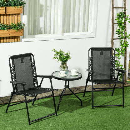 Palo Set Of 2 Metal Black Folding Outdoor Lounger Chairs With Armrests
