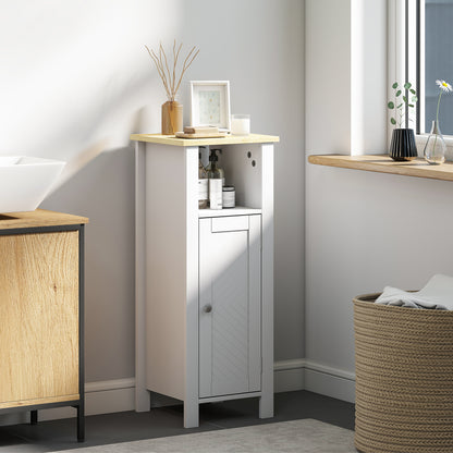 Redove Vama Compact Slim Bathroom Storage Unit With OFauxn Shelving And Adjustable Interior White 32 x 30 x 80 cm