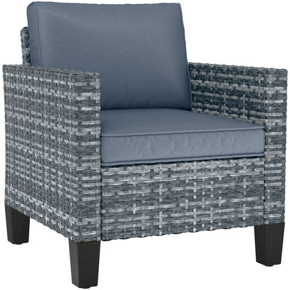 Resa Rattan Grey Single Outdoor Armchair With Cushion