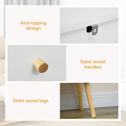Lerosa Scandi Wooden White 3 Drawer Chest With Natural Wooden Angled Legs