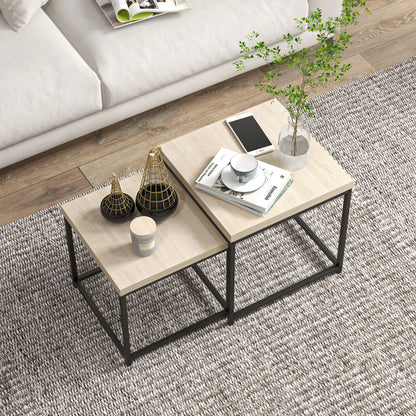 Vattesa Wooden Oak Finish Set Of 2 Nesting Coffee Tables
