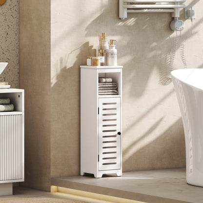 Nanova Compact Bathroom Floor Storage Cabinet With Louvered Door And Adjustable Shelves White 22 x 20 x 75 cm