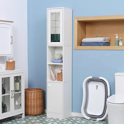 Marila Miro Narrow Tall Bathroom Cabinet With Mirror Adjustable Shelves And Double Doors White