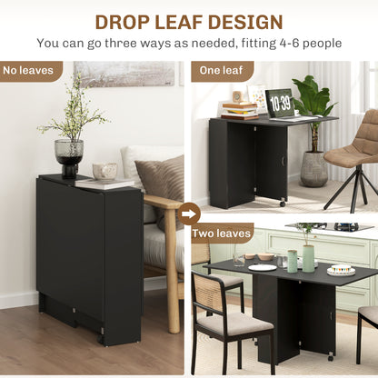 Kafa Laso Wooden Folding Ex10dable Dining Table With Storage Shelves And Wheels