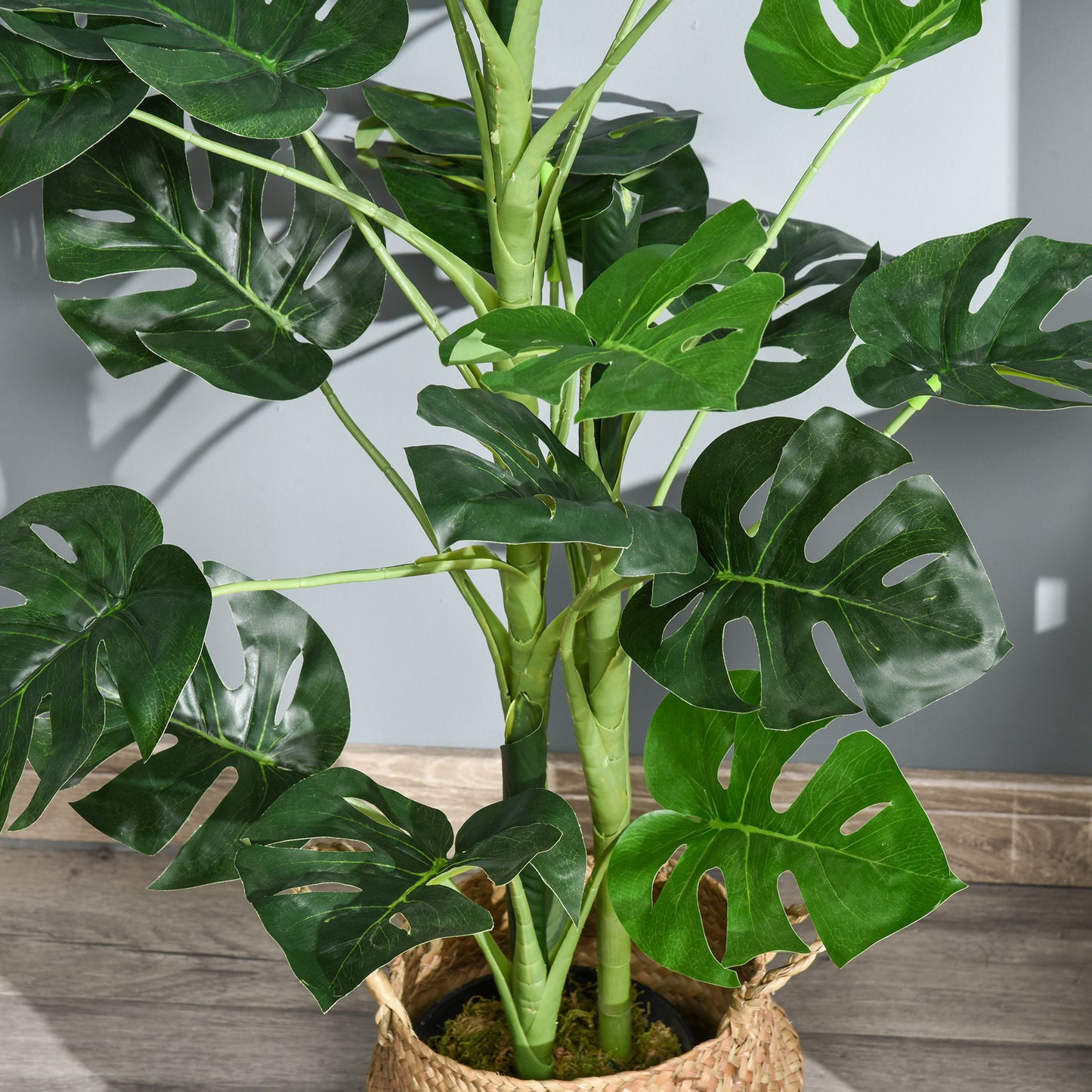 Doka Large Artificial Monstera Style Tree With 21 Leaves In Decorative Pot
