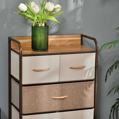 Neelvefa Metal And Wood Neutral Finish 5 Fabric Storage Drawer With Steel Frame