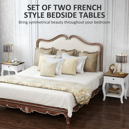 Rifipa White Set Of 2 French Style Bedside Tables With Drawer And Open Shelf