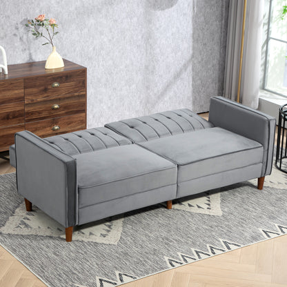 Toelfa Dove Grey Velvet 3 Seater Convertible Sofa Bed