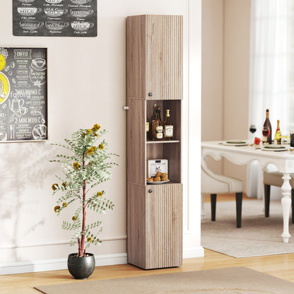 Zivi Tall 6 Tier Bathroom Storage Cabinet Natural Finish