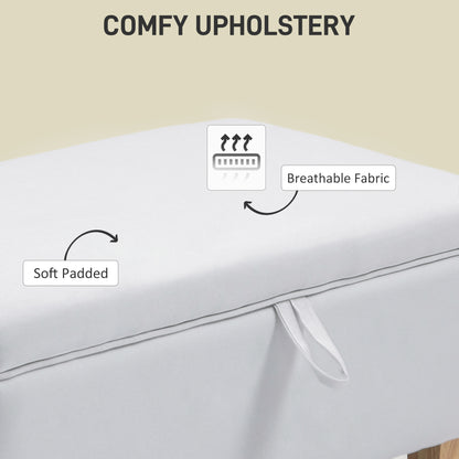 Mael Linen White Storage Ottoman With Padded Seat