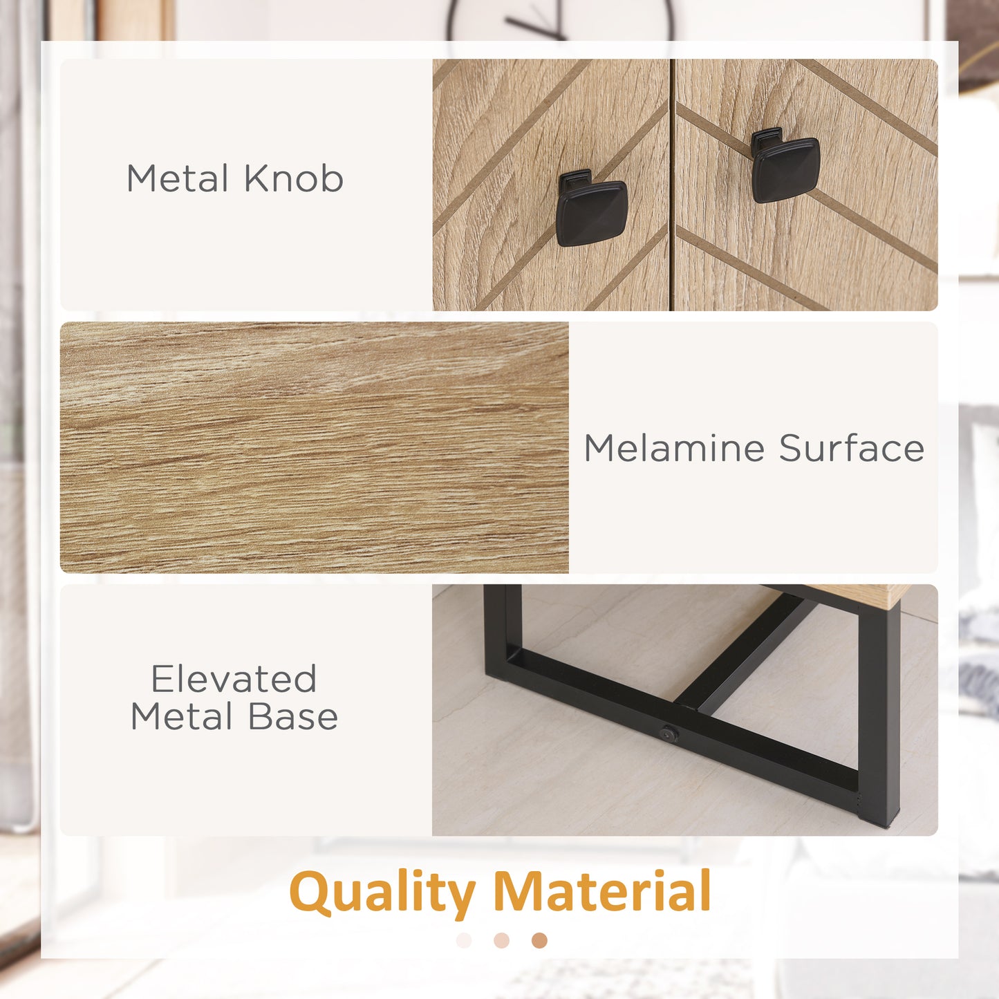 Mizi Liri Natural Oak Wood 2 Tier Storage Cabinet With Chevron Pattern