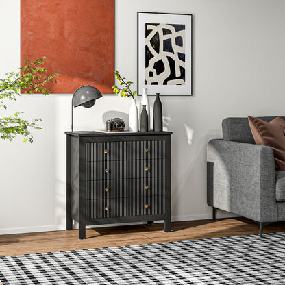 Dineta Wooden Black Elegant 5 Drawer Chest Of Drawers