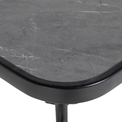 Nana Steel And Glass Square Outdoor Table With Marble Effect Top And Umbrella Hole
