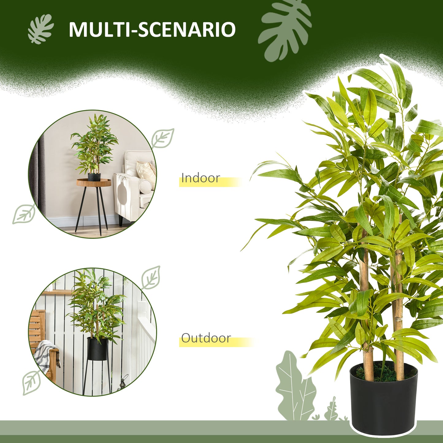 Diso Set Of 2 Artificial Bamboo Desk Style Trees In Pots H8 60cm Green