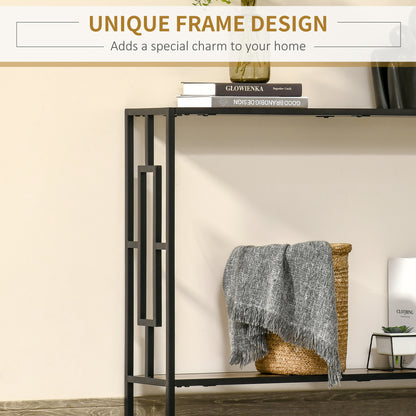 Sanero 106cm Metal And Wooden Rustic Brown Narrow Industrial Console Table With Storage Shelf
