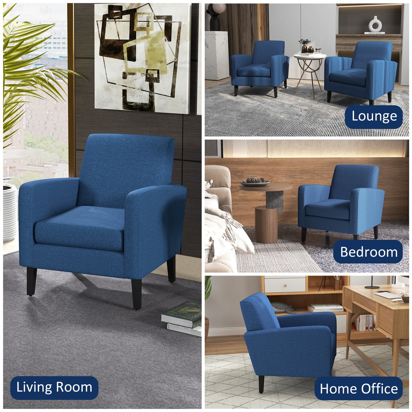 Niro Linen Look Blue Box Style Armchair