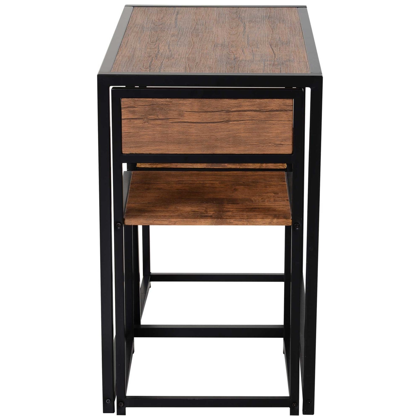 Lottopa Metal And Wooden Natural Compact Dining Table And Chair Set For Small Kitchens