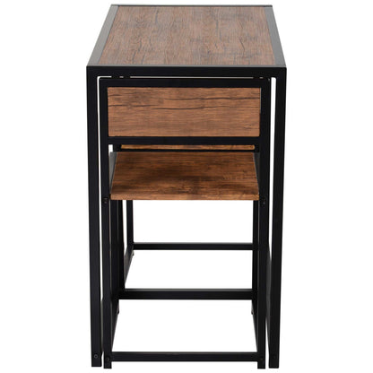 Lottopa Metal And Wooden Natural Compact Dining Table And Chair Set For Small Kitchens
