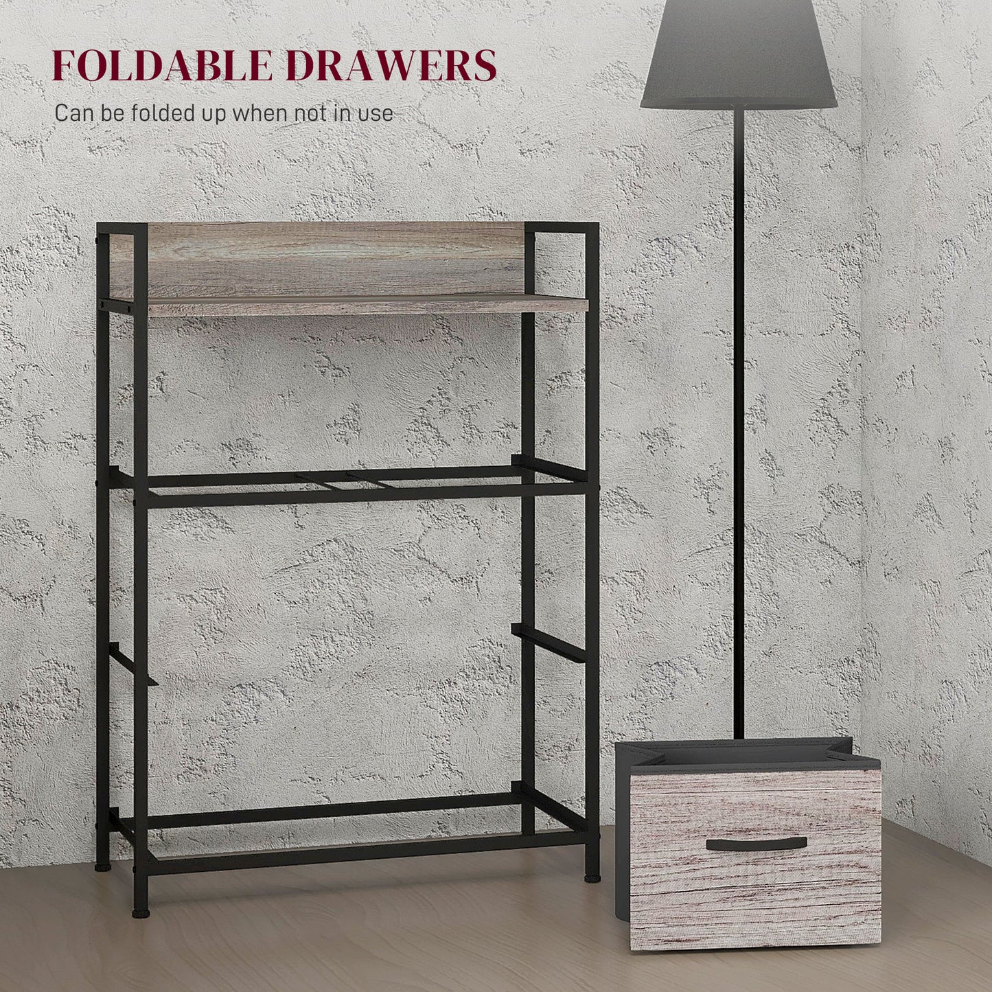 Doyo Elso Fabric And Wood Grey Wood Effect 4 Drawer Rustic Storage Chest