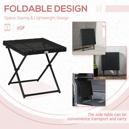 Kenila Natural Rattan Square Folding Garden Bistro Side Table