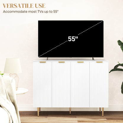 Vinotti Wooden White 4 Door Sideboard 4 Doors 2 Shelves
