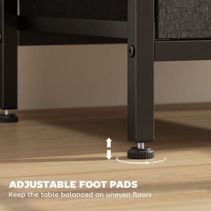 Pado Metal Black Bedside Table 2 Grey Fabric Fold Down Drawers With Integrated Charging Station