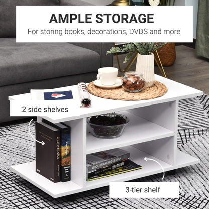 Vireli Miri 80cm Wooden White Mobile TV Storage Unit With Shelves And Bookcase Layout