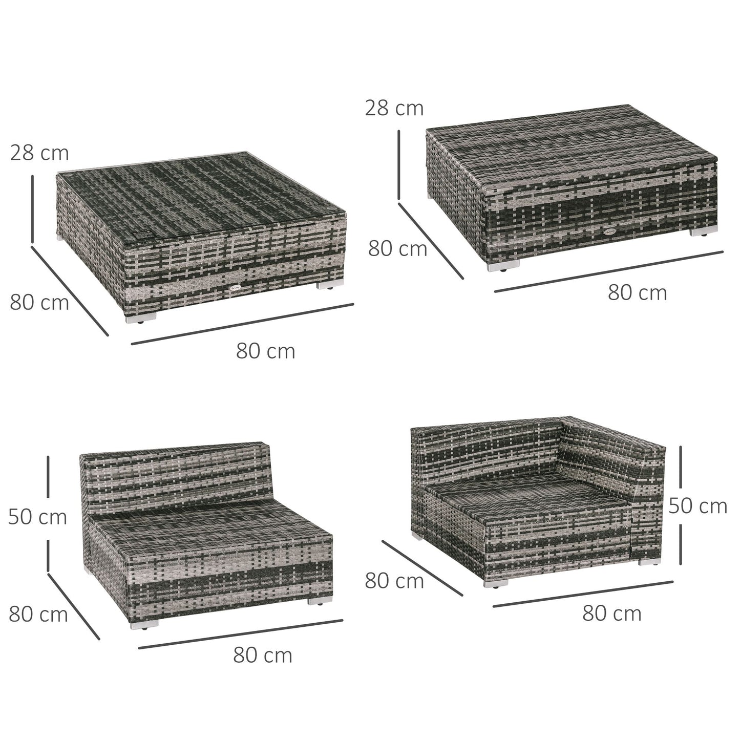 Nona Rattan Grey 8 Seater Outdoor Sofa Coffee Table Set With Cushions