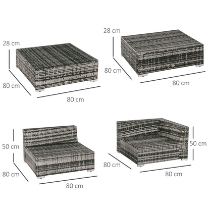 Nona Rattan Grey 8 Seater Outdoor Sofa Coffee Table Set With Cushions