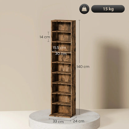 Alste 140cm Wooden Rustic Brown Narrow Bookcase Storage Unit