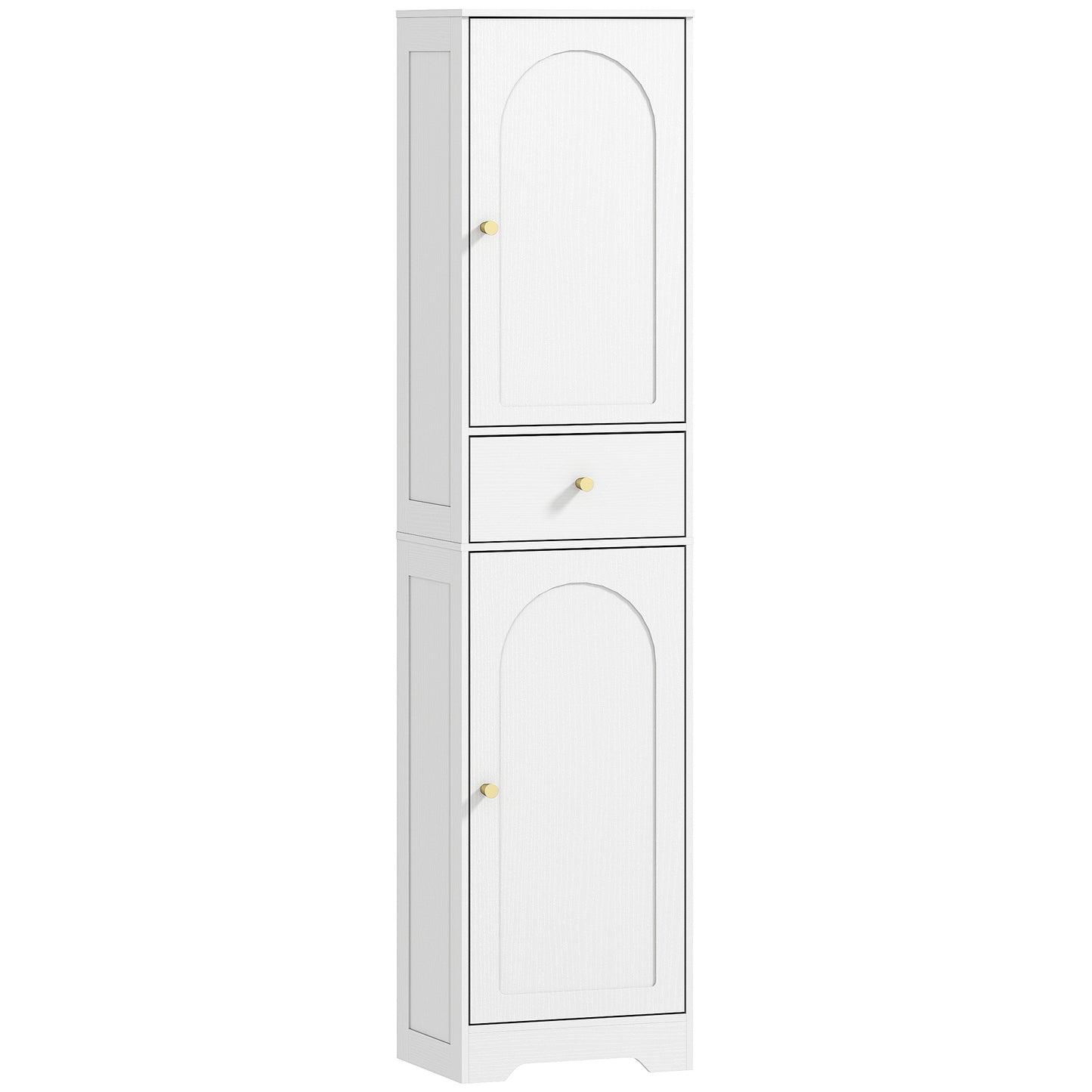 Remodi Bara Tall Bathroom Storage Cabinet With Arched Door Design White