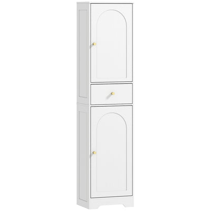 Remodi Bara Tall Bathroom Storage Cabinet With Arched Door Design White