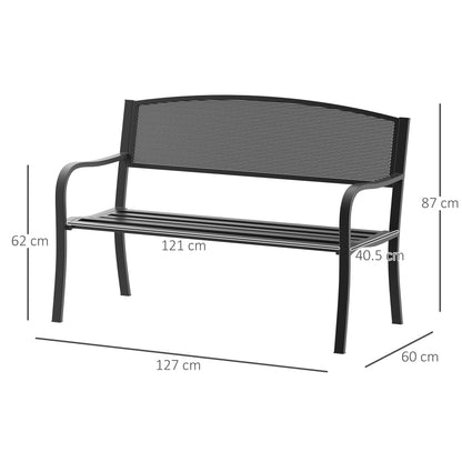 Zirila 2 Seater Steel Black and Mesh Outdoor Garden Bench