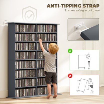Yopayo Lora Wooden Grey 6teen Compartment Media Storage Shelf