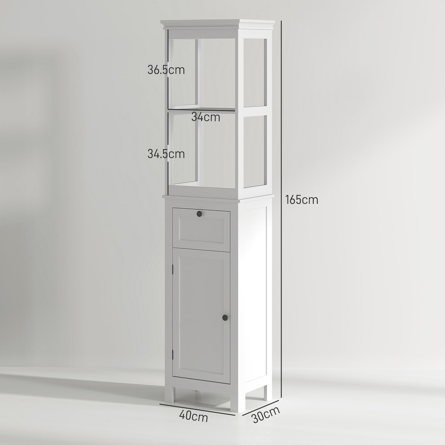 Ralo Tall Slim Bathroom Storage Cabinet With OFauxn Shelves Drawer And Soft Close Door White