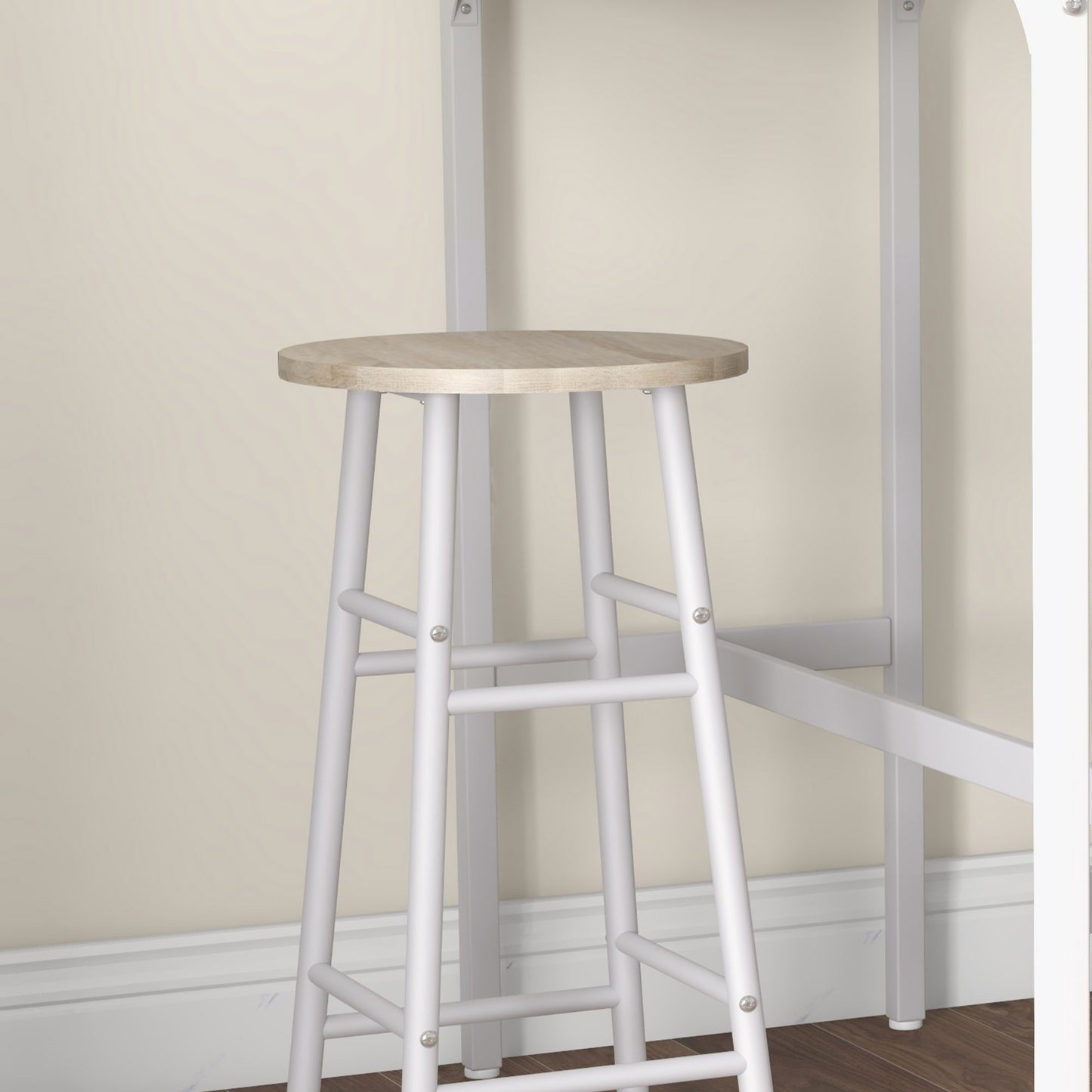 Faro Wooden Oak 3 Piece Industrial Bar Table And Stool Set