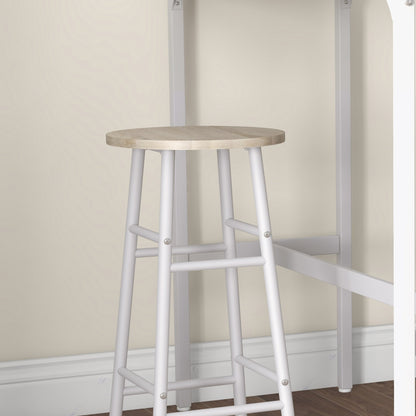 Faro Wooden Oak 3 Piece Industrial Bar Table And Stool Set