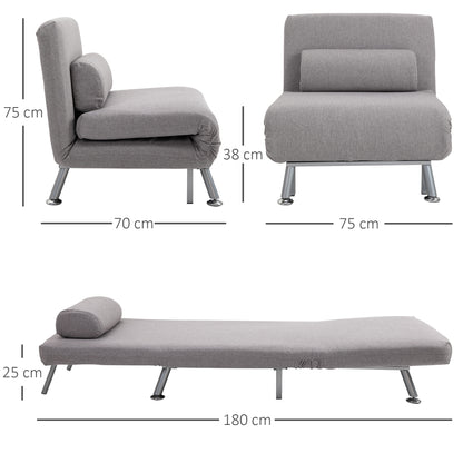 Kano Fabric Grey Adjustable Back Futon Style Sofa Chair