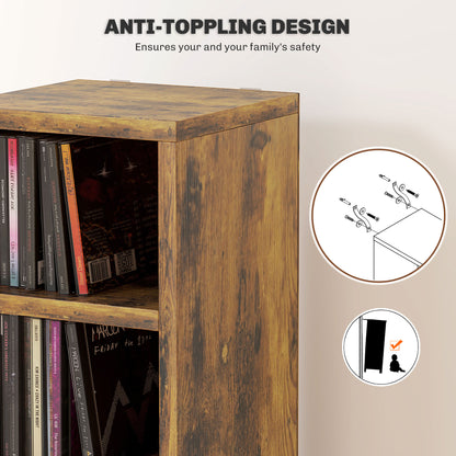Nedito Wood Rustic Brown Tall Narrow Media Storage Tower With 204 Disc Capacity